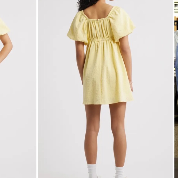 Yellow Puff Sleeve Mini Dress BP - Picture 2 of 5